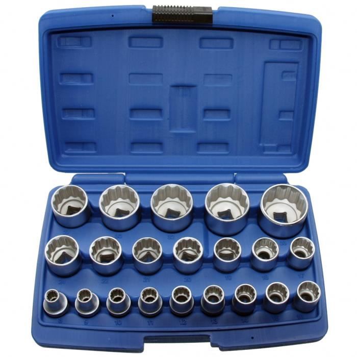 ToolAtelier® - Coffret d'outils : clés à cliquet, douilles, embouts et rallonges (tailles en pouces