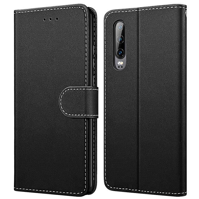 thumbnail: Mo-Somnus Hoesje Voor Huawei P30, Lederen Flip Beschermhoes Met