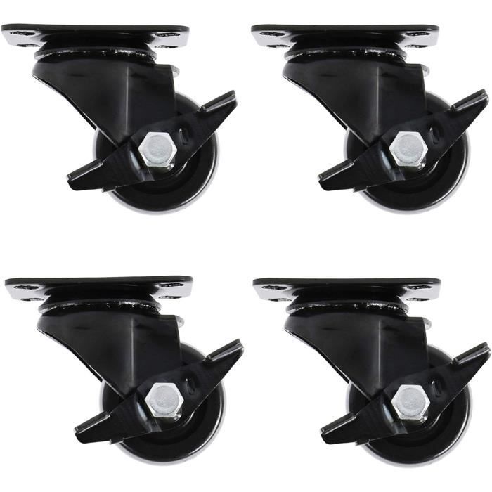 Lot De 5 Roulettes Pour Chaise De Bureau - Silencieuses, 360°, Dimensions Axe 11x22 Mm, Charge 300 Kg - Noir