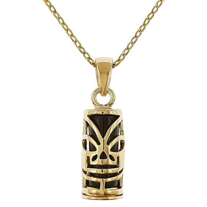 Lot pendentif Tiki Plaqué Or 18 carats + Chaîne Plaqué Or 42cm