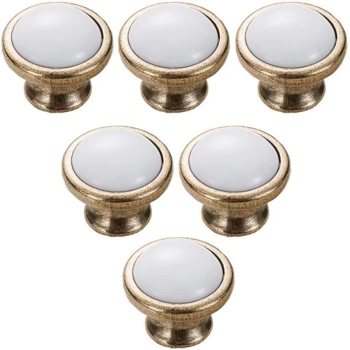 Poignée-1108gw - poignée de meuble en céramique or blanc, boutons de