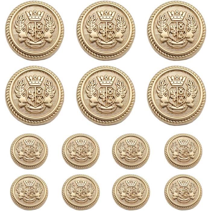 Boutons,17 pièces en métal doré Blazer Bouton Lot de 15 mm 20 mm pour
