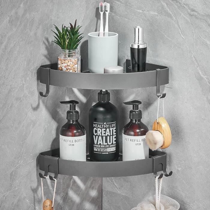 Étagère D'angle Pour Douche Sans Perçage - Triangle ABS Avec Ventouses, 28x5 Cm - Rangement Salle De Bain Et Cuisine