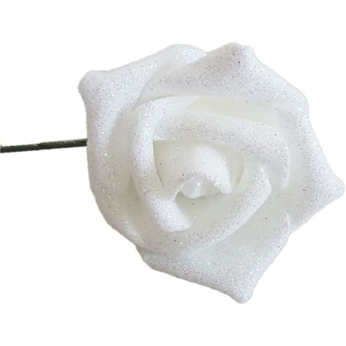 Lot De 50 Roses Artificielles Ivoire + 15 Feuilles - Mousse Latex Pour Mariage, Décoration Intérieure & DIY
