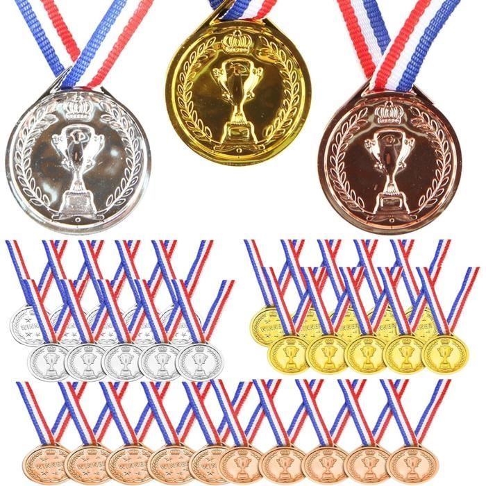 30 Médailles Récompense Or/Argent/Bronze - Ruban Inclus, Pour Sport, École, Fête, Compétition