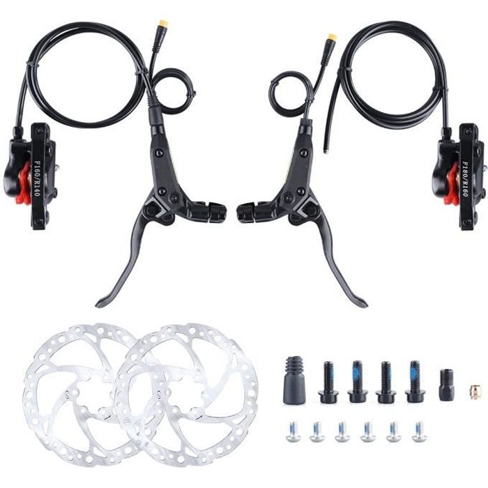 Kit Frein à Disque Hydraulique MT200 Pour VTT/vélo Route - Double Piston, Aluminium, Disques Inclus - Noir, Freinage Puissant Et Précis - 1