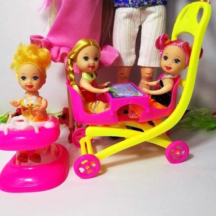 Famille 6 Personnes Poupees Costumes 1 Mere 1 Papa Trois Bebe 1 Landau Pour Fille Poupee Barbie Tres Enceinte Poupee Petit Do Achat Vente Accessoire De Jeu Cdiscount