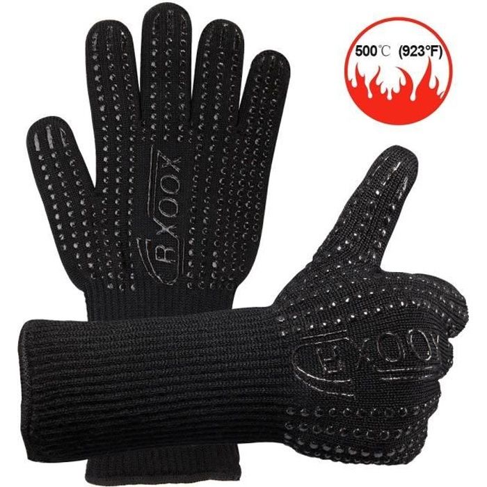 BeGreat OverGrill Gants Barbecue - Protection Chaleur, Anti-derapant,  resistant, Noir, 1 paire (lot de 1)