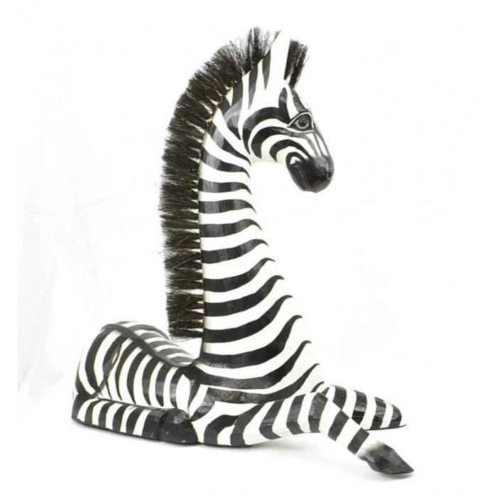 Grande Statue Zebre H46cm En Bois Deco Safari Savane Animaux Noir Blanc Achat Vente Statue Statuette Cdiscount