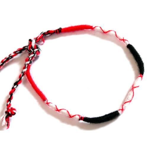 Bracelet D'amitié Brésilien Réglable - Rouge Et Noir - Tissu - Sans Fermoir - Style Bohème Et Chance