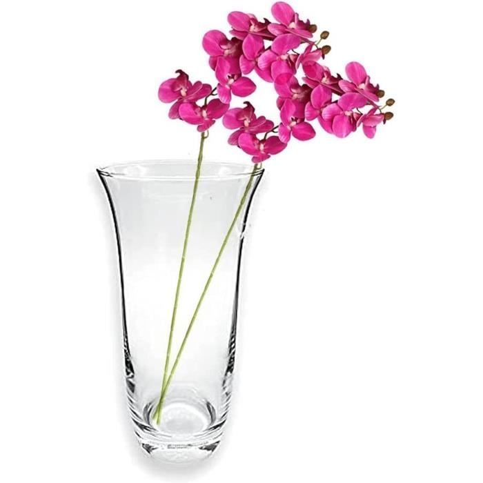 LIVase Fleur en Verre, Vase en Verre Évasé, 21 cm de Haut, Élégant et