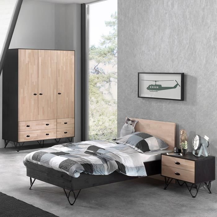 Chambre Enfant Moderne En Bois Spike Armoire 3 Portes Marron L 95
