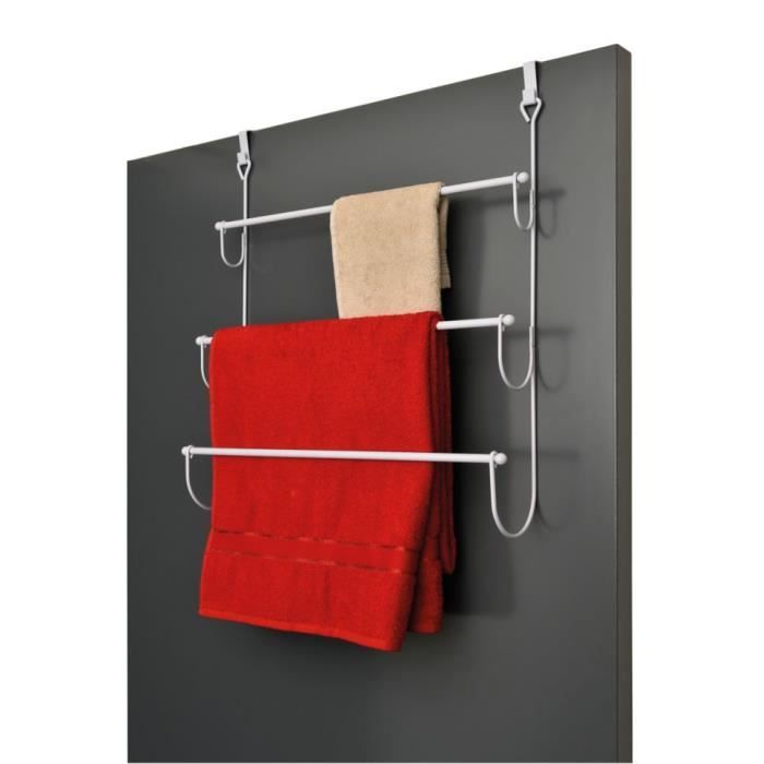 Porte Serviettes De Porte 3 Barres Blanc Achat Vente Porte