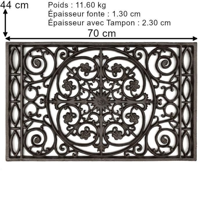 Grand Tapis Paillasson Gratte Pied d'Entrée en Fonte Rectangulaire 70 cm x  44 cm - 14489-Paillasson - Cdiscount Maison