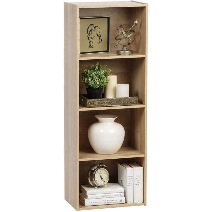 Hzuaneri Bibliothèque, Étagère de Rangement 4 Niveaux, Meuble, Cube
