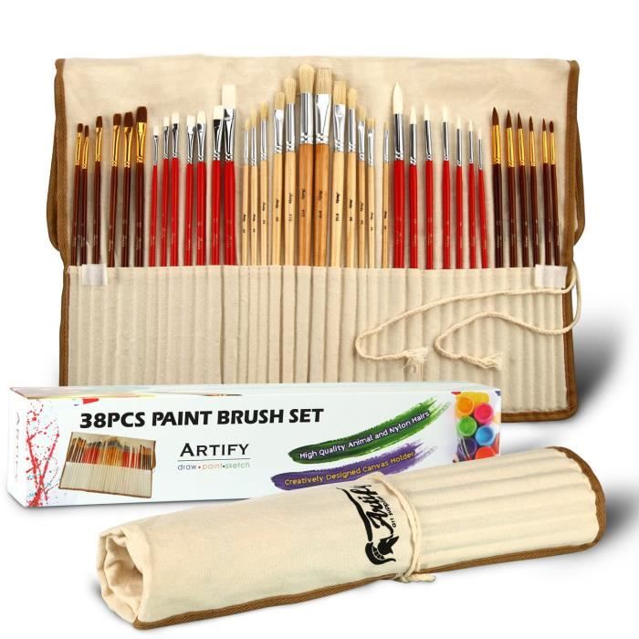 Set Artistique De 38 Pinceaux Artify Pour Peinture Acrylique, Peinture À  L'huile, Aquarelle, Gouache | Mélange De Poils De Porc, - Achat / Vente  pinceau - set Set Artistique De 38 Pinc 6196 - Cdiscount