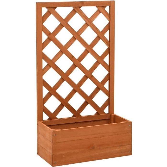 Jardinière - VIDAXL - Bois de Sapin - Rectangulaire - Orange - 50x25x90cm