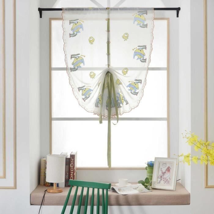 Rideau Fenêtre Style Grand-Mère 2 Panneaux + Cantonnière – Voilage Romantique 60x60 Cm Cuisine, Salon, Chambre