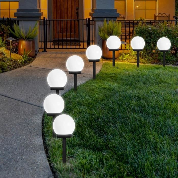 Lampes Extérieur Solaires De Jardin Au Sol Étanche Lumiere IP44 Globe Stake lumière Pour extérieur Villa pelouse Jardin - 8 Packs