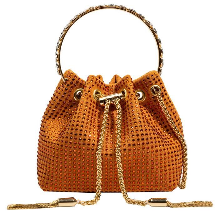 Orange Sac A Main En Strass Pour Femmes Sac A Bandouliere En Diamants Brillants Cdiscount Bagagerie Maroquinerie