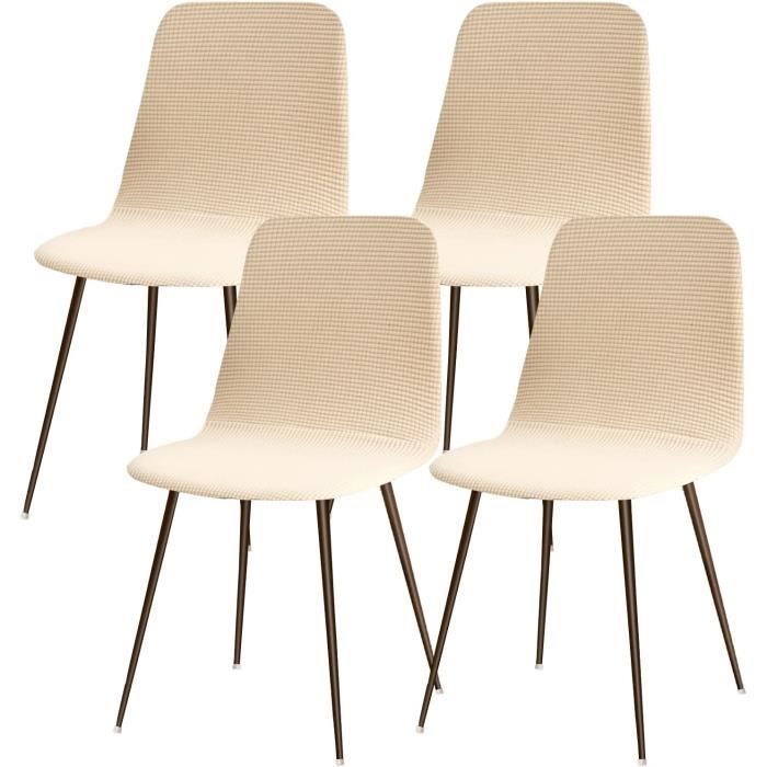 Housse De Chaise Extensible Scandinave Imperméable – Lot De 6 – Beige – Salle à Manger, Cuisine, Hôtel
