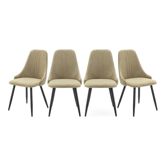 CALICOSY - Lot de 4 chaises en tissu avec pieds en métal noir L50 cm MANI - Vert CALICOSY - Lot de 4 chaises en tissu avec pieds en métal noir L50 cm MANI - Vert