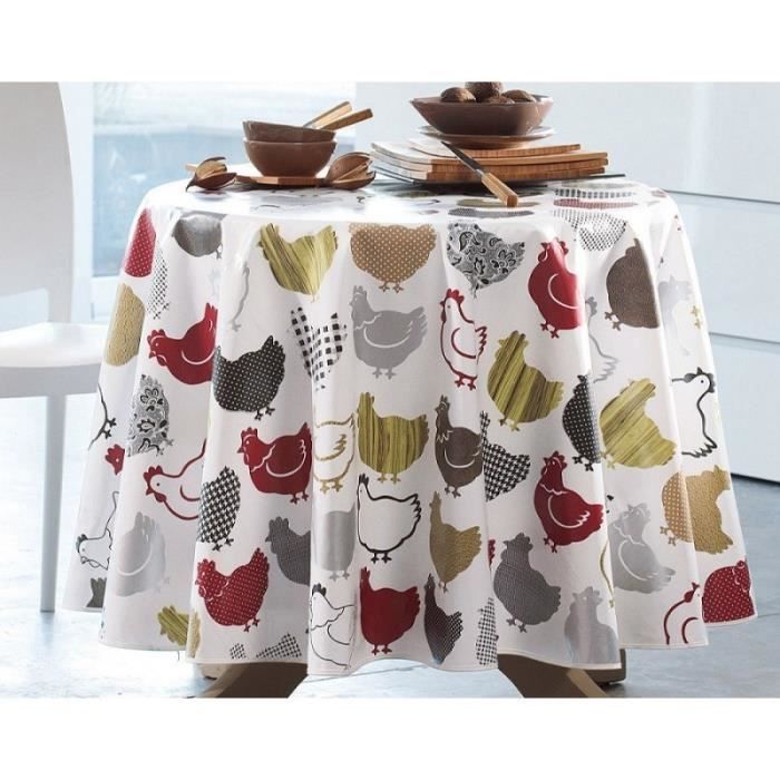 Nappe En Toile Ciree Ronde 180 Cm Poule Fashion Achat Vente Nappe De Table Cdiscount