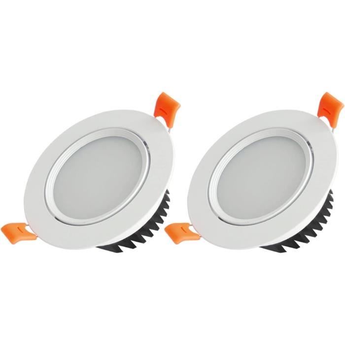 2 Pcs Plafond Downlight Rond Blanc Encastré Accent Spot Lampe Encastré ...