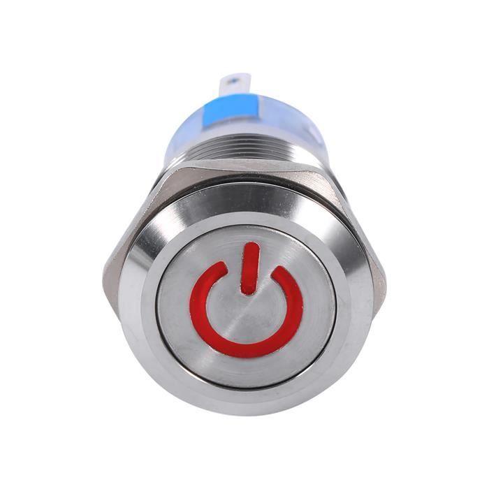 Interrupteur à Bascule LED Bleu 19mm 12V Métal Inox - Bouton Poussoir Voiture Étanche IP65