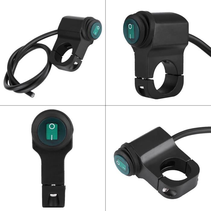 Interrupteur étanche Guidon Moto 7/8" - 22mm - ON/OFF Pour Phare 12V - Alu