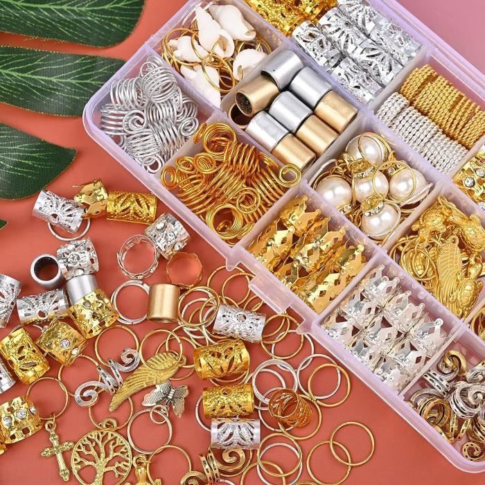 80 Bijoux Pour Cheveux Dorés Et Argentés – Bagues Réglables Pour Tresses, Dreadlocks – Accessoires Coiffure Femme