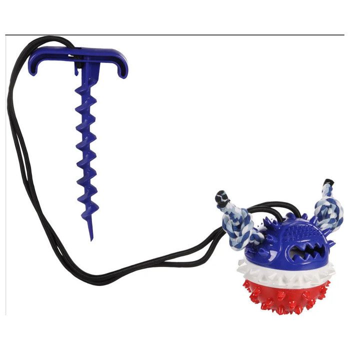 Meilleurs prix pour Balle avec une corde élastique et piquet pour fixer sol pour chien - FLAMINGO 30 Multicolor