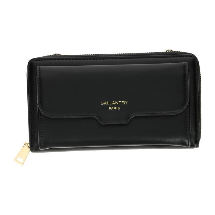 Portefeuille bandouli re Gallantry Paris Noir Cdiscount