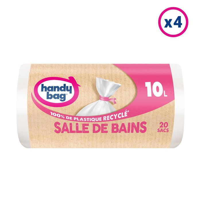 4x20 Sacs poubelle 10L à lien Salle de Bains Handy Bag