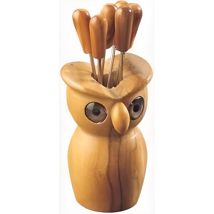 Porte-piques poisson en bois d'olivier - Inspiration Brocante