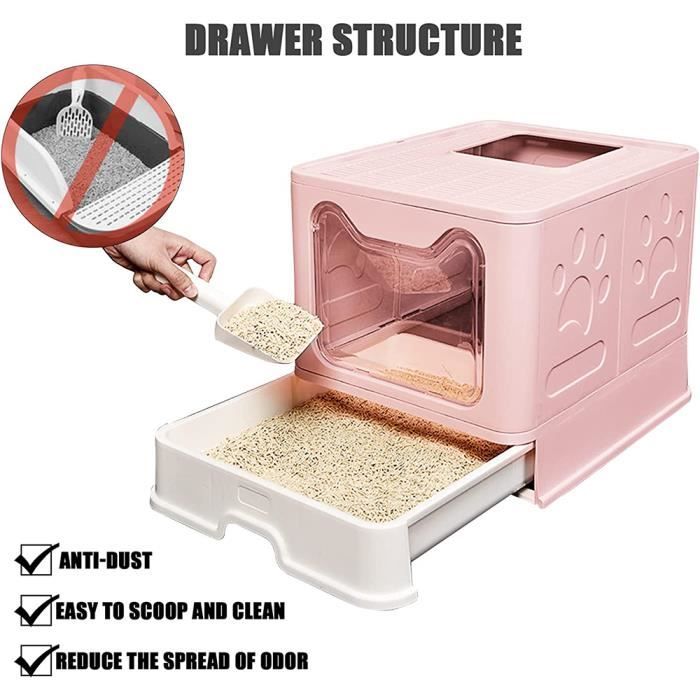 Comparer les prix de HUOLE. Bac à litière pliant pour chaton de taille moyenne, rose cerise, 51*41*38cm