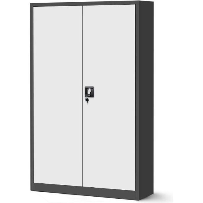 Armoire de Bureau Métallique XXL C001II Verrouillable 4 étagères revêtement en poudre 185 cm x 115 cm x 40 cm Anthracite-Blanc