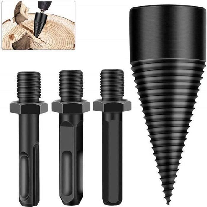 4 Forets Fendeurs De Bois – Pour Fendre Bûches, Bois De Chauffage – Compatible Perceuse, Portable