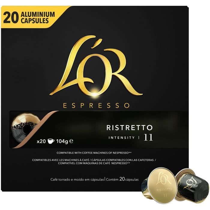 L'OR : Espresso Ristretto - 20 Capsules de café en aluminium Compatible Nespresso 104g