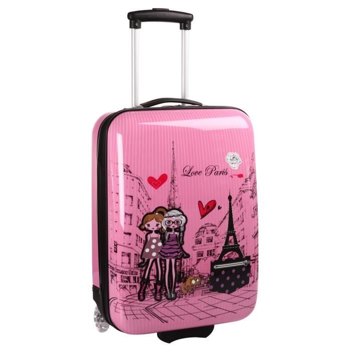 valise enfant/fille rose love paris 2031 abs 50cm