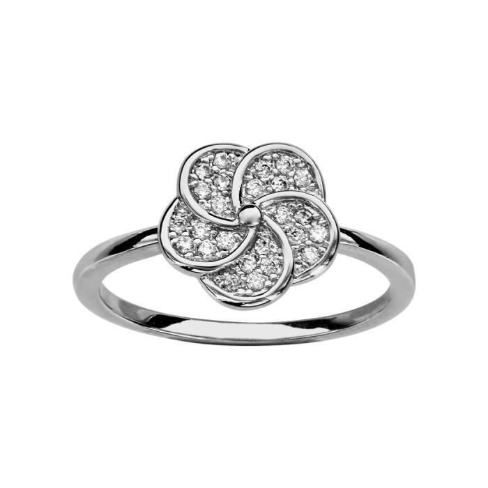 Bague Argent 925 Forme Fleur Avec Zirconium Blanc Achat Vente