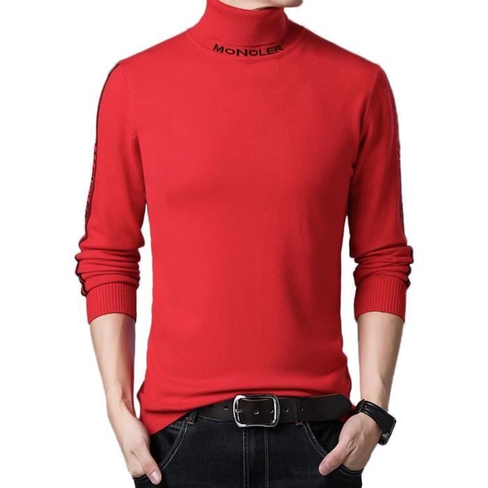 Sous Pull Col Roule Homme Laine En Tricote Slim Fit Automne Hiver Pullover Stretch Epais Couleur Unie Rouge Cdiscount Pret A Porter