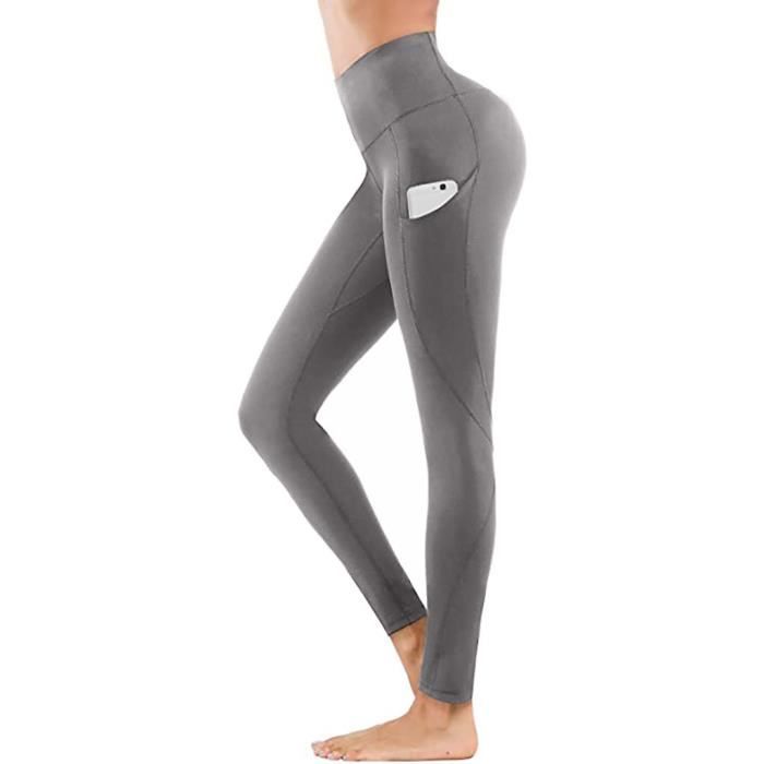 INSTINNCT Legging Yoga Femme Poches Latérales Pantalon Sport Confortable Collant d’ Entraînement Elastique Taille Haute Amincissant Slim pour Gym Fitness Pilates