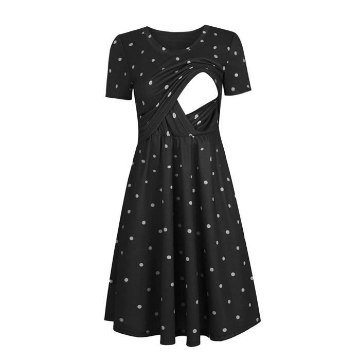 Robe Allaitement Manches Courtes Smallshow - Maternité Confortable Et Style Tendance