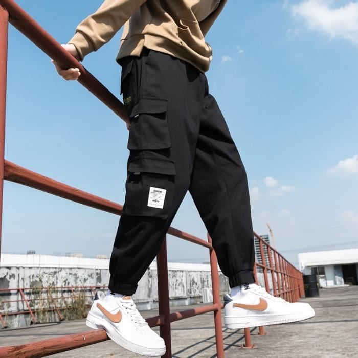Pantalon Cargo Homme Streetwear - Coupe Regular, Cordon De Serrage, Polyester, Tailles Disponibles