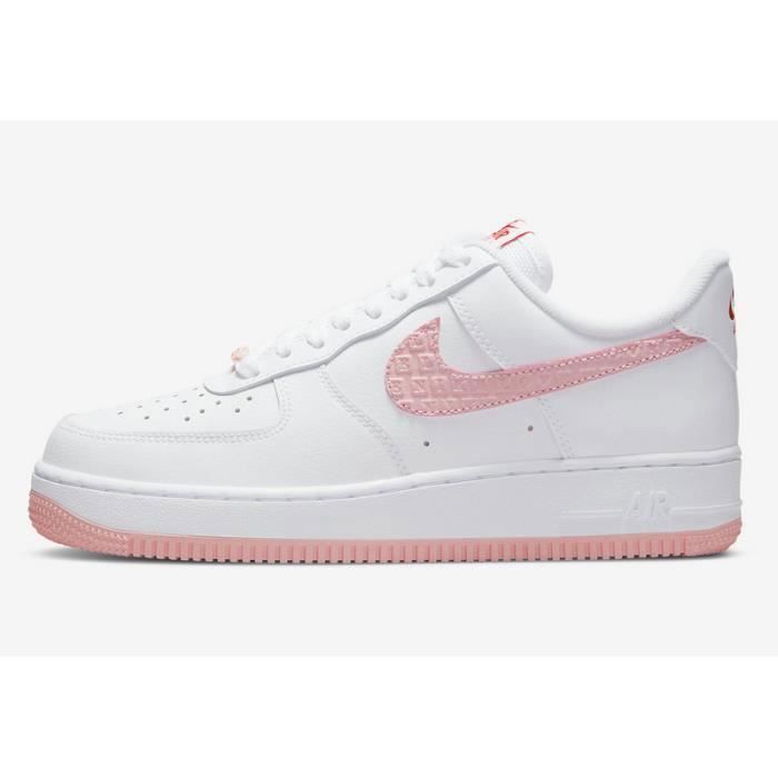 Baskets Ni ked Airss Forces 1 Low Femme Homme Chaussures Valentine s Day Blanc Rose