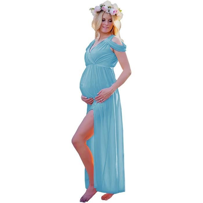 Robe de maternit?�,Robe de grossesse en mousseline ?� col en V,robe de photographie de maternit?� 