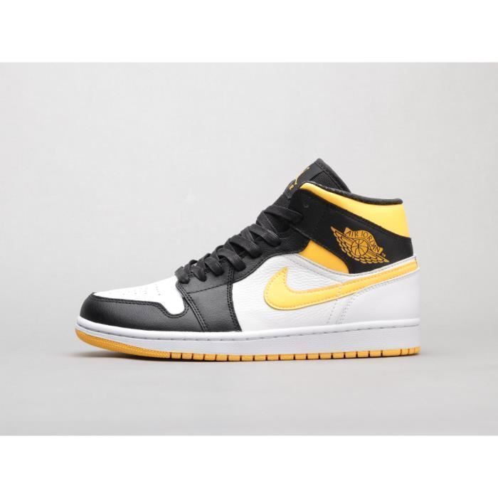 Air jordan 1 Mid se Black and yellow Women. Blanc et jaune et noir
