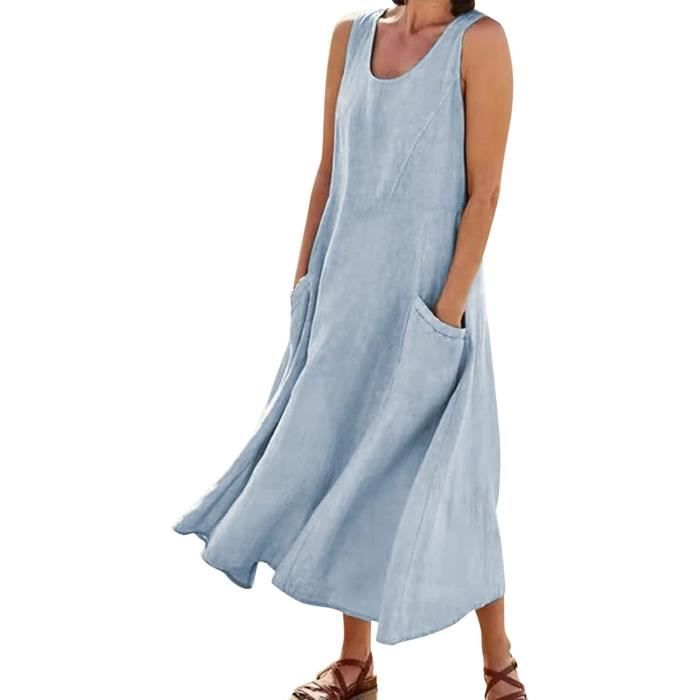 Robe lin bleu ciel on sale