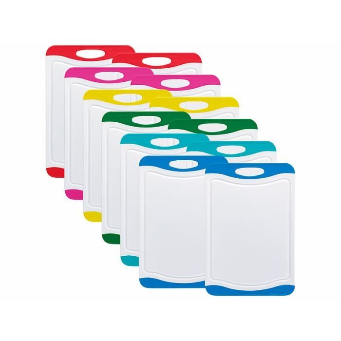 Lot De 6 Planches à Découper Plastique MaxxGoods - 20x15 Cm Antibactériennes Avec Rainure à Jus
